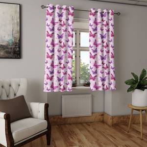 Rideaux à œillets Butterfly - Lot de 2 Polyester - Rose / Mûre - Hauteur : 175 cm