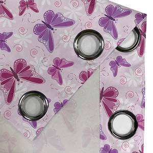 Gordijn met ringen Butterfly set van 2 polyester - roze/beskleurig - Hoogte: 175 cm