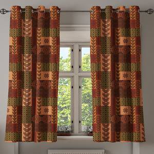 Rideaux à œillets Autumn - Lot de 2 Polyester - Marron / Vert - Hauteur : 175 cm