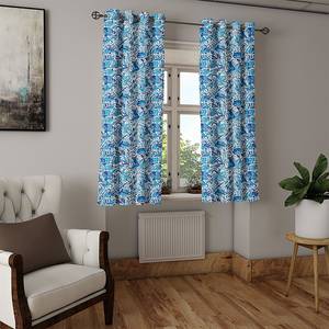 Rideaux à œillets Flower Ten - Lot de 2 Polyester - Bleu clair / Bleu foncé - Hauteur : 175 cm