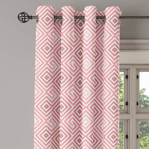 Rideaux à œillets Geometrisch - Lot de 2 Polyester - Blanc / Rose - Hauteur : 175 cm