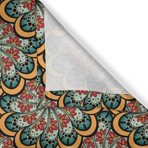 Gordijn met ringen Mandala Flowers 2 stk polyester - rood/groen/geel - Hoogte: 175 cm