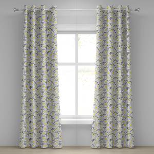 Gordijn met ringen Daisy Flowers 2 stuk polyester - grijs/geel - Hoogte: 225 cm