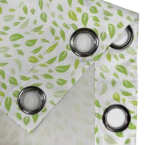 Rideaux à œillets Leaves - Lot de 2 Polyester - Blanc / Vert - Hauteur : 225 cm