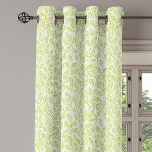 Rideaux à œillets Ormeblätter - Lot de 2 Polyester - Citron vert / Crème - Hauteur : 225 cm