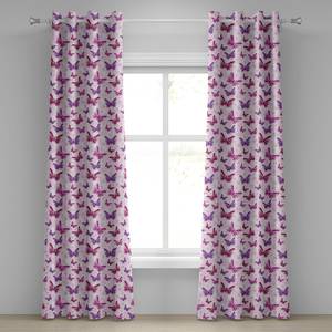 Gordijn met ringen Butterfly set van 2 polyester - roze/beskleurig - Hoogte: 225 cm