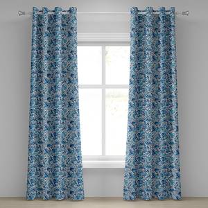 Rideaux à œillets Flower Ten - Lot de 2 Polyester - Bleu clair / Bleu foncé - Hauteur : 225 cm