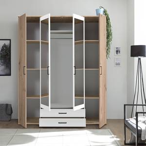 Armoire à portes battantes Klinau Imitation chêne artisan / Blanc - Largeur : 159 cm