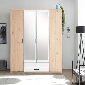 Armoire à portes battantes Klinau Imitation chêne artisan / Blanc - Largeur : 159 cm