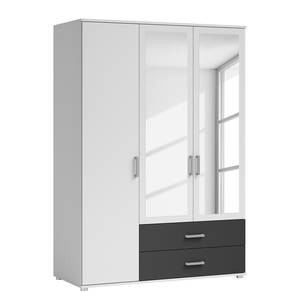 Drehtürenschrank Insull Weiß / Graphit - Breite: 125 cm - 2 Spiegeltüren