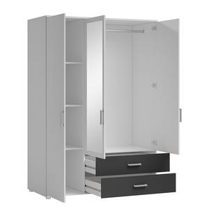 Armoire à portes battantes Insull Blanc / Graphite - Largeur : 125 cm - 2 miroir