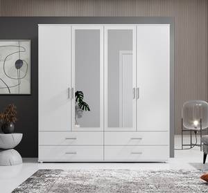 Armoire à portes battantes Insull Blanc - Largeur : 180 cm - 2 miroir