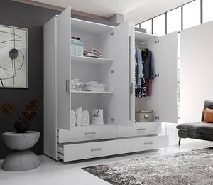 Armoire à portes battantes Insull Blanc - Largeur : 180 cm - 2 miroir