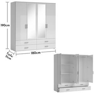 Draaideurkast Insull Wit - Breedte: 180 cm - 2 spiegeldeuren