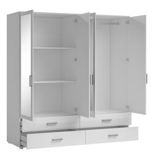 Armoire à portes battantes Insull Blanc - Largeur : 180 cm - 4 miroir