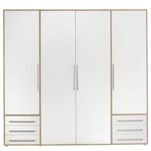 Armoire à portes battantes Snokomo Blanc / Imitation chêne de Sonoma - Largeur : 206 cm