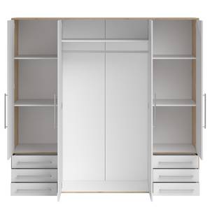 Armoire à portes battantes Snokomo Blanc / Imitation chêne de Sonoma - Largeur : 206 cm