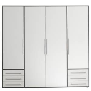 Armoire à portes battantes Snokomo Blanc / Graphite - Largeur : 206 cm