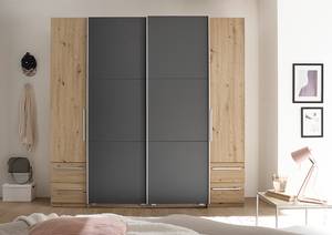 Armoire Legler Imitation chêne artisan / Graphite - Largeur : 215 cm