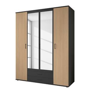 Drehtürenschrank Cornie Graphit / Eiche Dekor - Breite: 160 cm