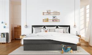 Lit boxspring familial KINX Tissu KINX : Anthracite - 270 x 200cm - D2 souple