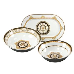 Set de service Majestosa Porcelaine - Noir / Doré - 3 éléments