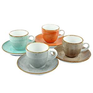 Tasses à espresso Vintage Nature Porcelaine - Multicolore - 8 éléments