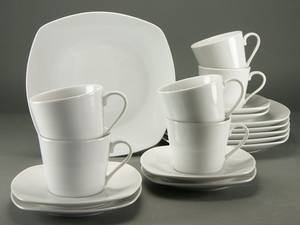 Koffieset Amelie porselein - wit - 18-delig