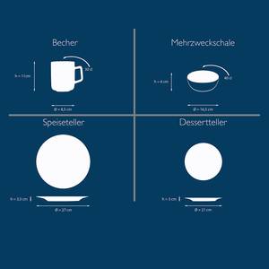 Kombiservice Reactive Steinzeug - 16-teilig - Blau / Gelb