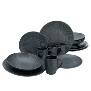 Servizio da tavola Lava Stone Grès - Nero - Set da 16 pezzi