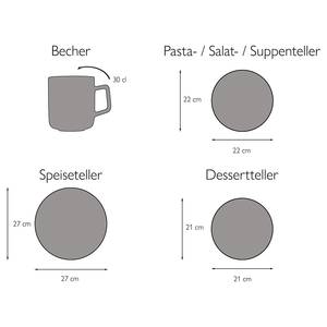 Kombiservice Schiefer Steinzeug - Schwarz - 16-teilig