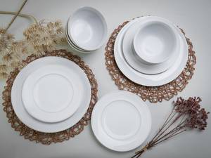 Assiettes Antique Grès - Blanc - 12 éléments