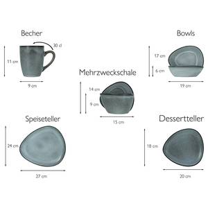 Serviesset Cloudy aardewerk - 10-delig - Blauw grijs