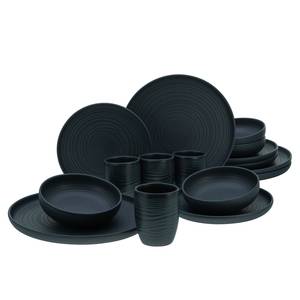 Servizio da tavola Lava Stone Grès - Nero - Set da 16 pezzi