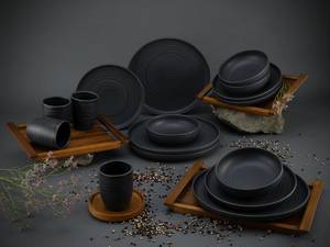 Servizio da tavola Lava Stone Grès - Nero - Set da 16 pezzi