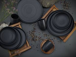 Servizio da tavola Lava Stone Grès - Nero - Set da 16 pezzi