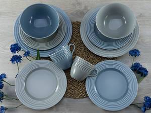 Servizio da tavola Stripes Porcellana - Blu / Grigio - Set da 16