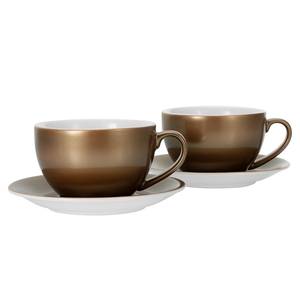 Cappuccino-kopje Golden Days aardewerk - set van 4 - Wit/goudkleurig