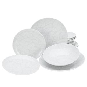 Service de vaisselle Home Blätter Porcelaine - Blanc / Beige - 12 éléments