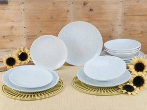 Service de vaisselle Home Blätter Porcelaine - Blanc / Beige - 12 éléments