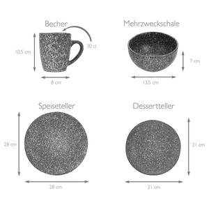 Kombiservice Granit Steinzeug - Dunkelgrau - 16-teilig