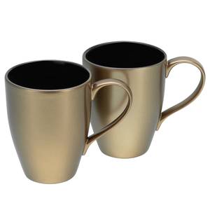 Tasses à café Golden Days Grès - Lot de 2 - Noir / Doré