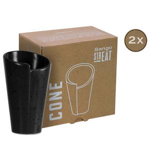 Servierschale Streat Food Cone Steinzeug - 2er-Set - Schwarz