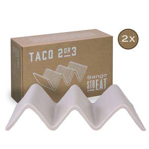 Serveerschaal Streat Food Taco aardewerk - set van 2 - Crème - 22 x 11 cm