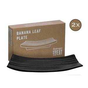 Servierplatte Streat Food Leaf Steinzeug - 2er-Set - Schwarz