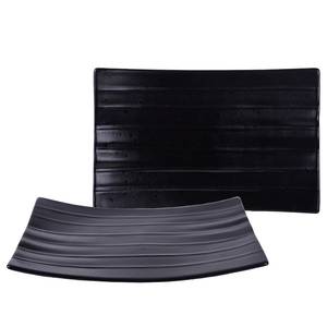 Servierplatte Streat Food Leaf Steinzeug - 2er-Set - Schwarz