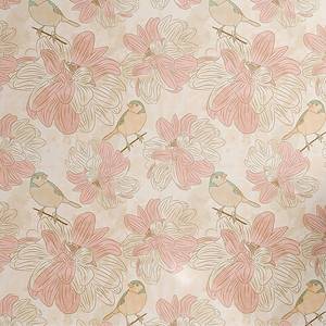 Papier peint Botanical Bird PVC - Vieux rose - Hauteur : 90 cm