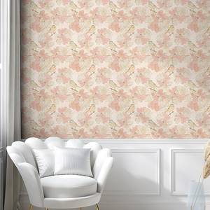 Papier peint Botanical Bird PVC - Vieux rose - Hauteur : 90 cm