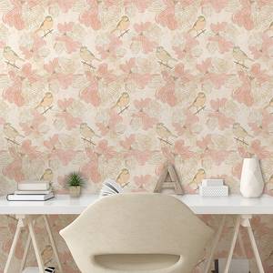 Papier peint Botanical Bird PVC - Vieux rose - Hauteur : 90 cm