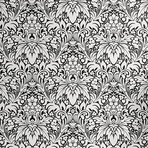 Tapete White Damask PVC - Weiß / Schwarz - Höhe: 90 cm